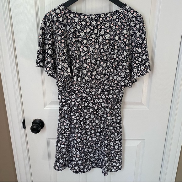 Zara Black and White Floral Button Down Mini Dress Medium - Picture 8 of 11